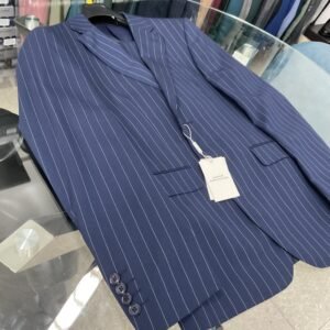 Abito emporio, monopetto, gessato, colore blu