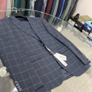 Abito emporio a quadri, fondo blu